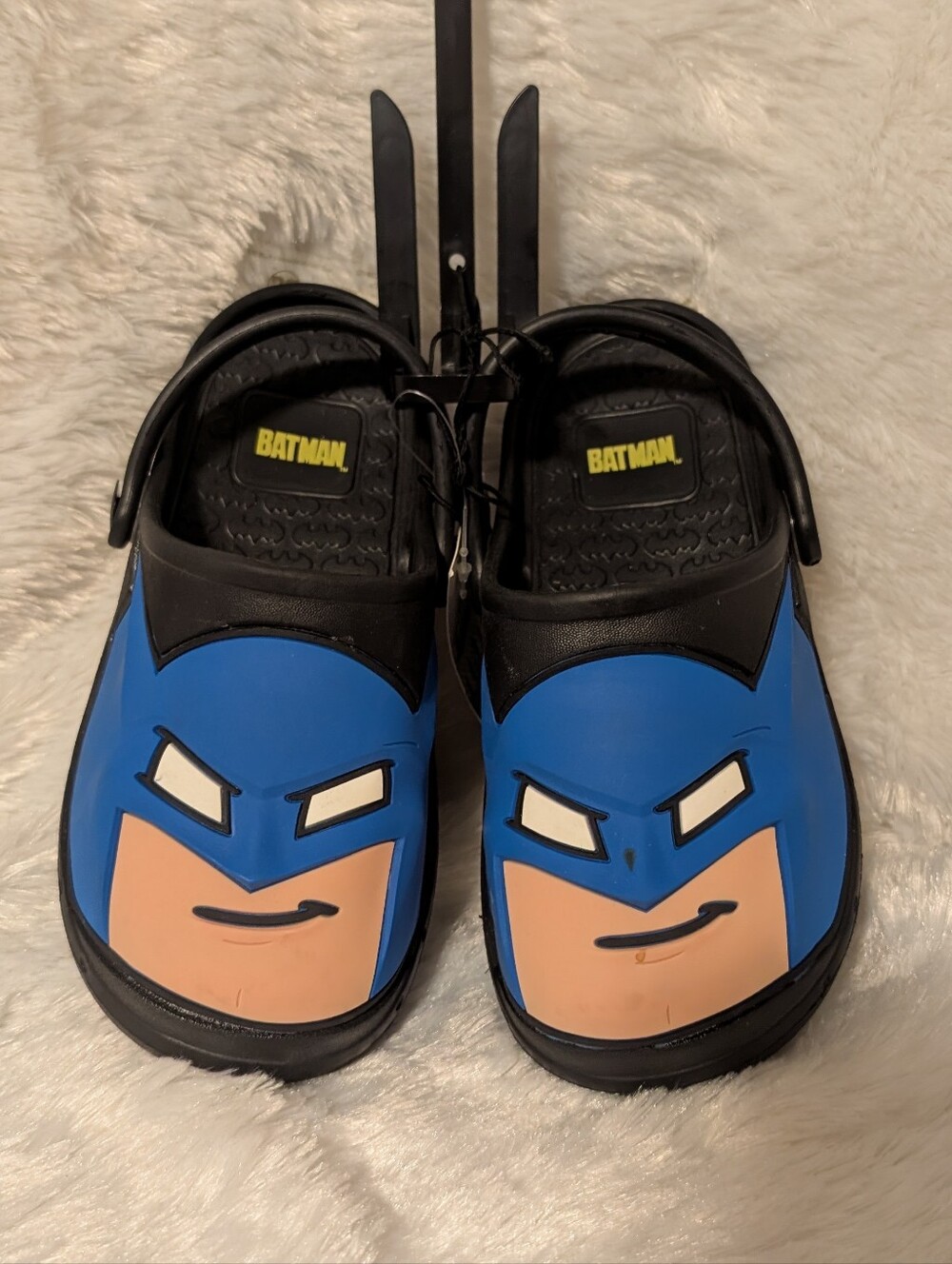Batman Boys Blue & Black Slip-On Clog Sandals with Character Face (flaws)